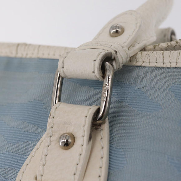 FENDI Tote Bag Canvas Light Blue Silver Auth 207089