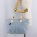 FENDI Tote Bag Canvas Light Blue Silver Auth 207089-24