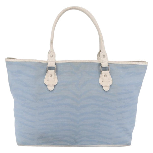 FENDI Tote Bag Canvas Light Blue Silver Auth 207089