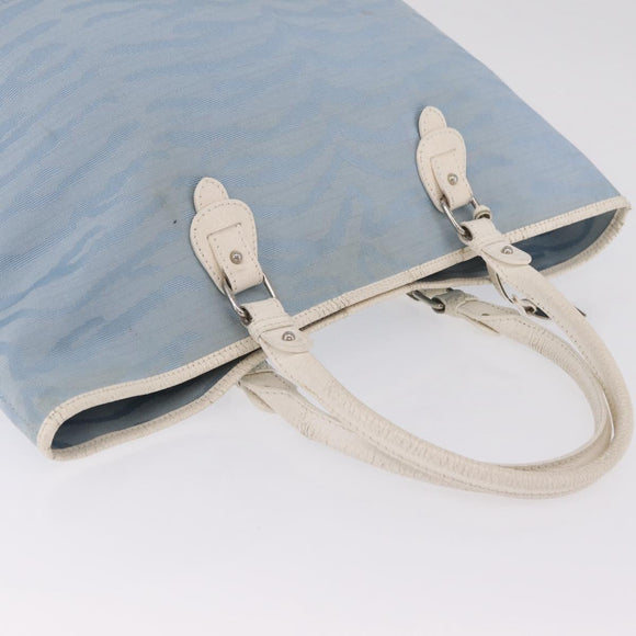 FENDI Tote Bag Canvas Light Blue Silver Auth 207089