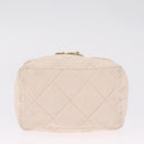 CHANEL Matelasse Vanity Chain Shoulder Pouch Caviar Skin White CC Auth 207090V-13
