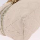 CHANEL Matelasse Vanity Chain Shoulder Pouch Caviar Skin White CC Auth 207090V-14