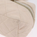 CHANEL Matelasse Vanity Chain Shoulder Pouch Caviar Skin White CC Auth 207090V-15