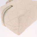 CHANEL Matelasse Vanity Chain Shoulder Pouch Caviar Skin White CC Auth 207090V-16