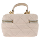 CHANEL Matelasse Vanity Chain Shoulder Pouch Caviar Skin White CC Auth 207090V-3
