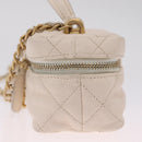 CHANEL Matelasse Vanity Chain Shoulder Pouch Caviar Skin White CC Auth 207090V-4