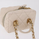 CHANEL Matelasse Vanity Chain Shoulder Pouch Caviar Skin White CC Auth 207090V-6