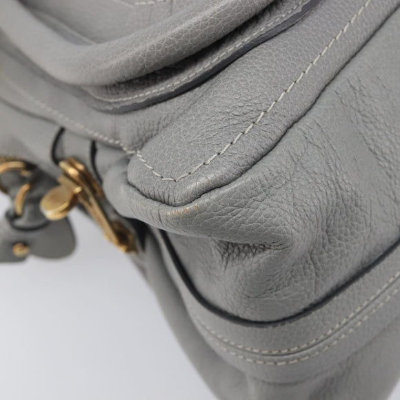 Chloe Paraty Hand Bag Leather 2way Gray Gold Auth 207091V