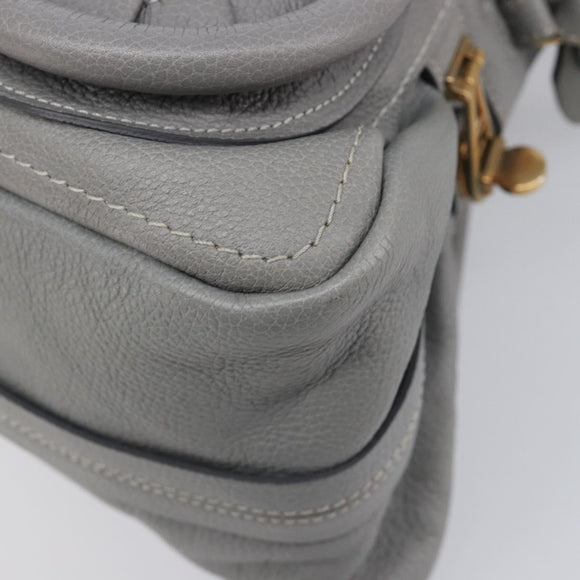Chloe Paraty Hand Bag Leather 2way Gray Gold Auth 207091V