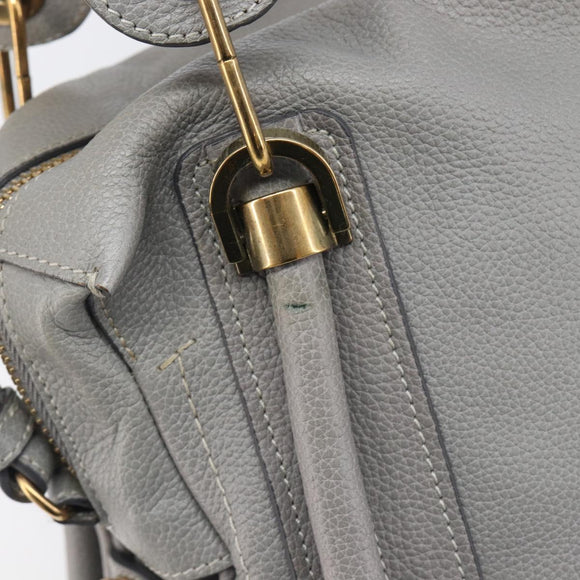 Chloe Paraty Hand Bag Leather 2way Gray Gold Auth 207091V
