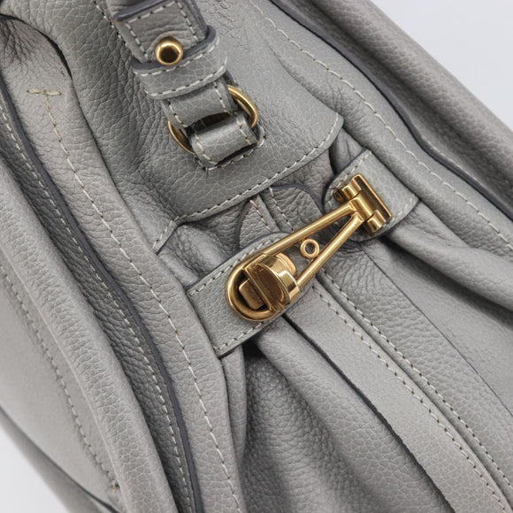 Chloe Paraty Hand Bag Leather 2way Gray Gold Auth 207091V
