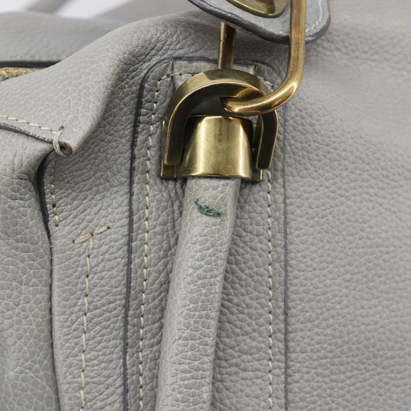 Chloe Paraty Hand Bag Leather 2way Gray Gold Auth 207091V