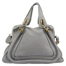 Chloe Paraty Hand Bag Leather 2way Gray Gold Auth 207091V-2