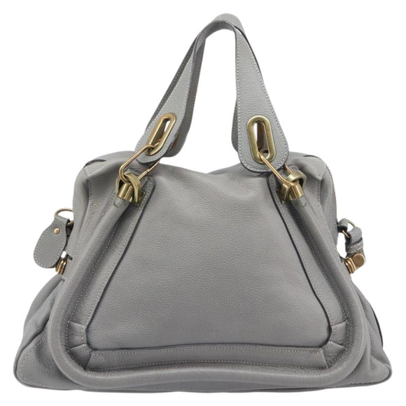 Chloe Paraty Hand Bag Leather 2way Gray Gold Auth 207091V