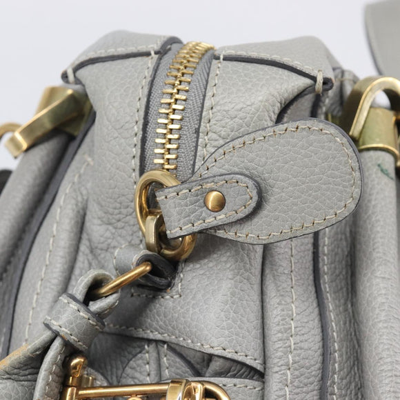 Chloe Paraty Hand Bag Leather 2way Gray Gold Auth 207091V