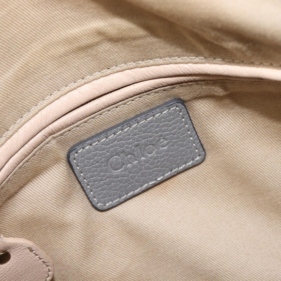 Chloe Paraty Hand Bag Leather 2way Gray Gold Auth 207091V
