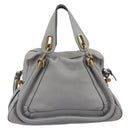 Chloe Paraty Hand Bag Leather 2way Gray Gold Auth 207091V-3