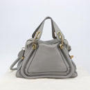 Chloe Paraty Hand Bag Leather 2way Gray Gold Auth 207091V-31