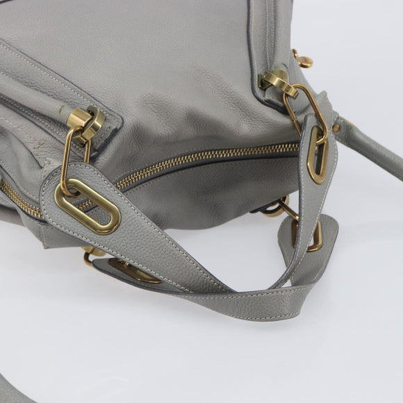 Chloe Paraty Hand Bag Leather 2way Gray Gold Auth 207091V