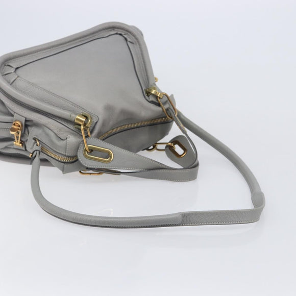 Chloe Paraty Hand Bag Leather 2way Gray Gold Auth 207091V