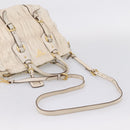 PRADA Gathered Hand Bag Leather 2way Beige Gold Auth 207092A-9
