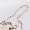 PRADA Gathered Hand Bag Leather 2way Beige Gold Auth 207092A-12