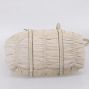 PRADA Gathered Hand Bag Leather 2way Beige Gold Auth 207092A-13
