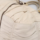 PRADA Gathered Hand Bag Leather 2way Beige Gold Auth 207092A-14