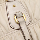 PRADA Gathered Hand Bag Leather 2way Beige Gold Auth 207092A-21