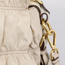 PRADA Gathered Hand Bag Leather 2way Beige Gold Auth 207092A-22