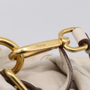 PRADA Gathered Hand Bag Leather 2way Beige Gold Auth 207092A-25