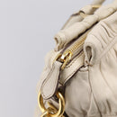 PRADA Gathered Hand Bag Leather 2way Beige Gold Auth 207092A-26