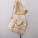 PRADA Gathered Hand Bag Leather 2way Beige Gold Auth 207092A-32