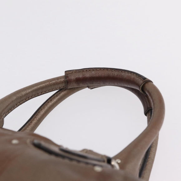 Chloe Paddington Hand Bag Leather Brown Silver Auth 207093V