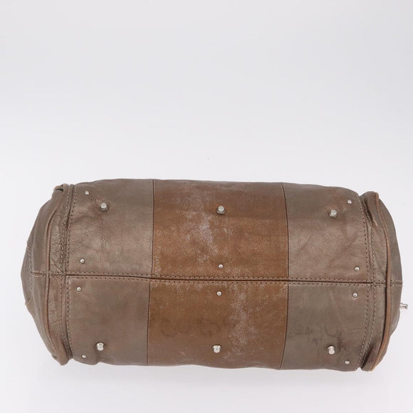 Chloe Paddington Hand Bag Leather Brown Silver Auth 207093V