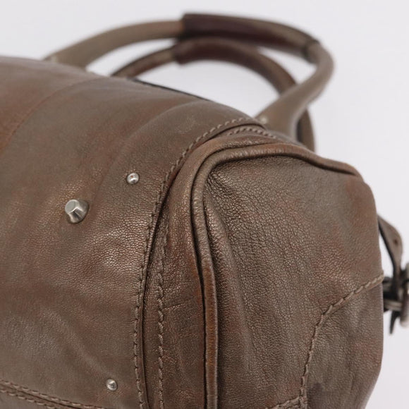 Chloe Paddington Hand Bag Leather Brown Silver Auth 207093V