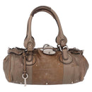 Chloe Paddington Hand Bag Leather Brown Silver Auth 207093V-2