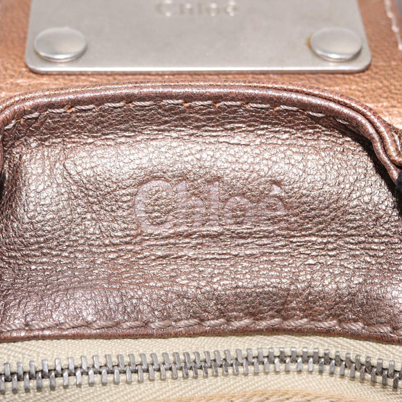 Chloe Paddington Hand Bag Leather Brown Silver Auth 207093V