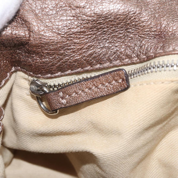 Chloe Paddington Hand Bag Leather Brown Silver Auth 207093V
