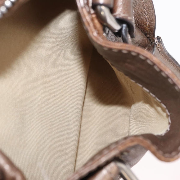 Chloe Paddington Hand Bag Leather Brown Silver Auth 207093V