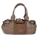 Chloe Paddington Hand Bag Leather Brown Silver Auth 207093V-3