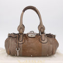 Chloe Paddington Hand Bag Leather Brown Silver Auth 207093V-31