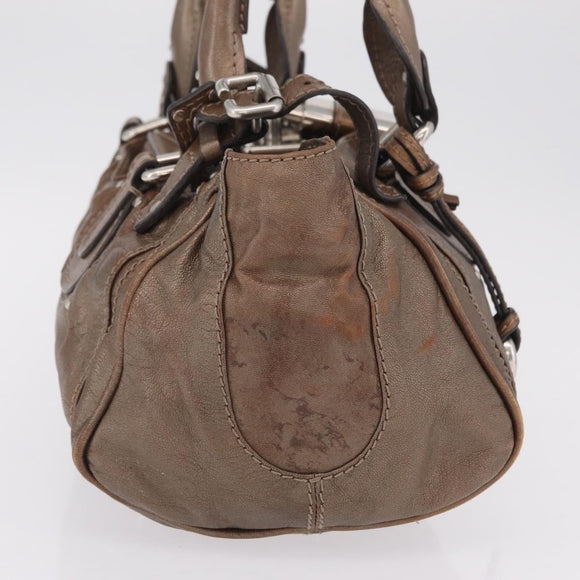 Chloe Paddington Hand Bag Leather Brown Silver Auth 207093V
