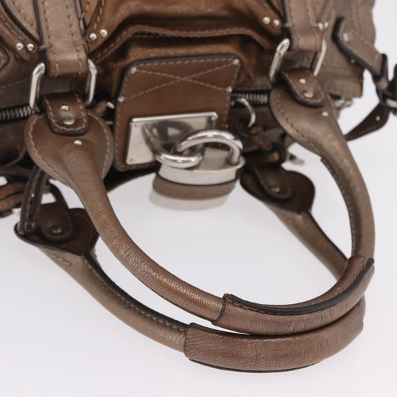 Chloe Paddington Hand Bag Leather Brown Silver Auth 207093V