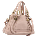 Chloe Paraty Hand Bag Leather 2way Pink Gold Auth 207095V-1