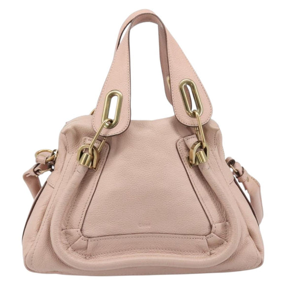 Chloe Paraty Hand Bag Leather 2way Pink Gold Auth 207095V