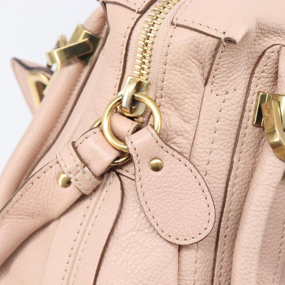 Chloe Paraty Hand Bag Leather 2way Pink Gold Auth 207095V