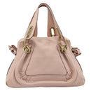 Chloe Paraty Hand Bag Leather 2way Pink Gold Auth 207095V-3