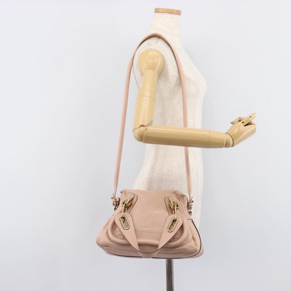 Chloe Paraty Hand Bag Leather 2way Pink Gold Auth 207095V