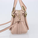 Chloe Paraty Hand Bag Leather 2way Pink Gold Auth 207095V-4